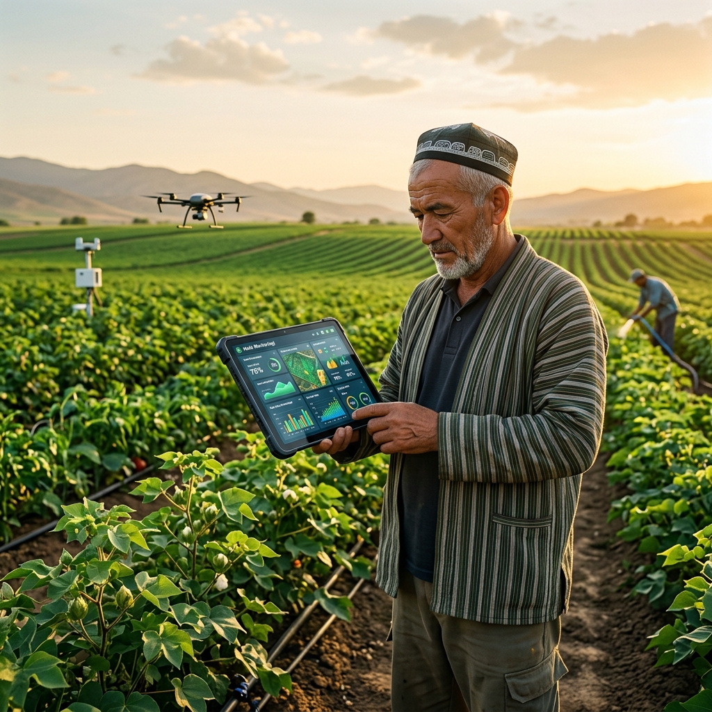 Farmer using tablet
